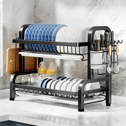 Égouttoir vaisselle 2 niveaux compact