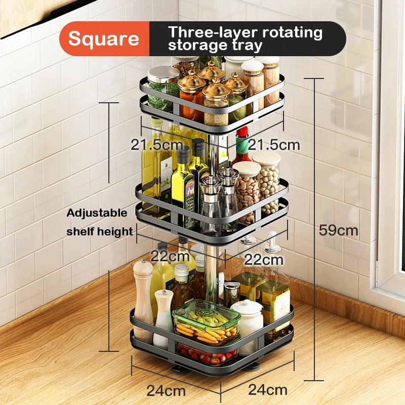 Plateau rotatif de rangement pour cuisine
